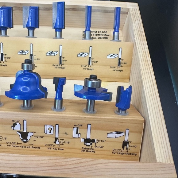 Ryobi Router 15 Bit Set in Wooden Case - Picture 6 of 10